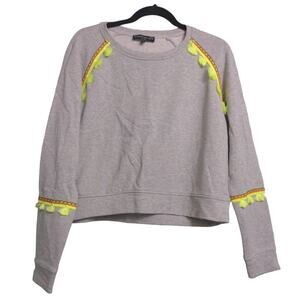 Generation Love Pullover Sweatshirt Women's M Gray Yellow Tassels Trim